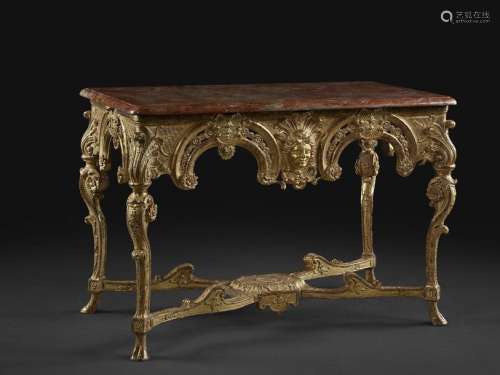 REGENCY STYLE CONSOLE \nIn carved and gilded wood, …