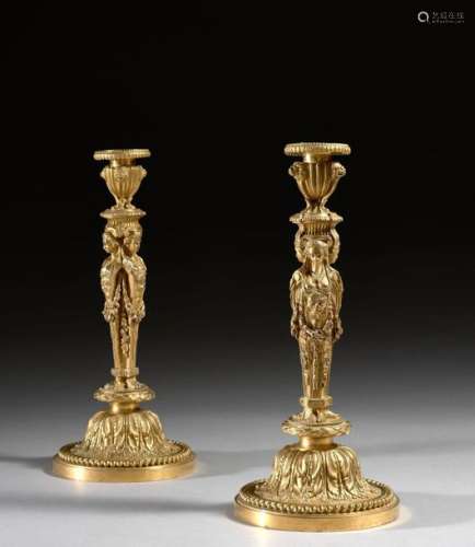 PAIR OF STYLE FLAMBEAUX LOUIS XVI Based on the mod…