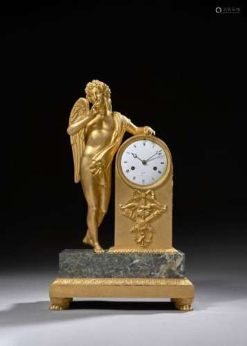 EMPIRE PERIOD CLOCK \nIn chased and gilded bronze, …