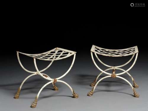 PAIR OF CURVED STOOLS FROM THE NEOCLASSICAL PERIOD…
