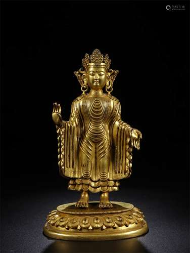 A CHINESE GILTING BRONZE BUDDHA STATUE