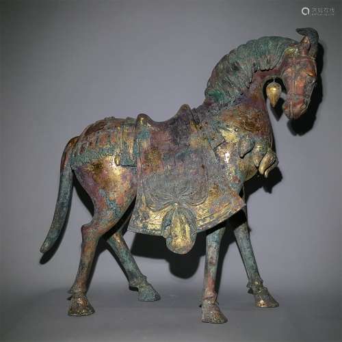 A NORTHERN WEI DYNASTY GILTING BRONZE HORSE STATUE