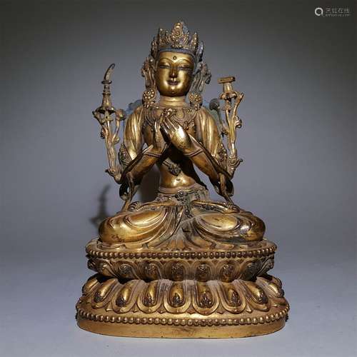 A MING DYNASTY 
MANJUSHRI STATUE