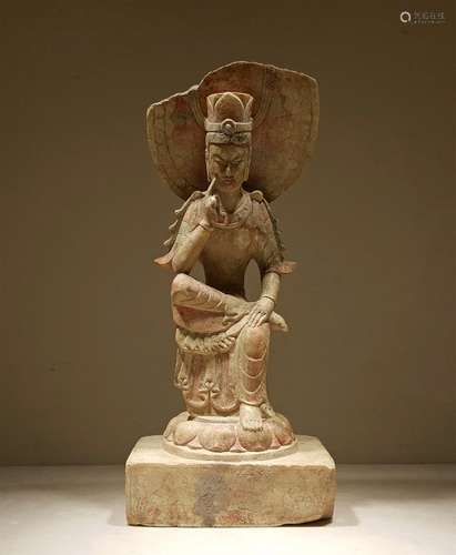 A NORTHERN WEI DYNASTY WHITE MARBLE GUANYIN STATUE