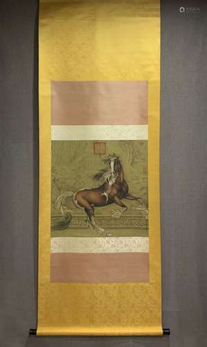 A CHINESE HORSE PAINTING, LANG SHINING MARK