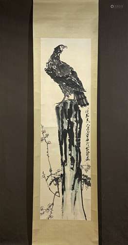 A CHINESE EAGLE PAINTING, QI BAISHI MARK