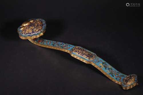 A QING DYNASTY CLOISONNE RUYI