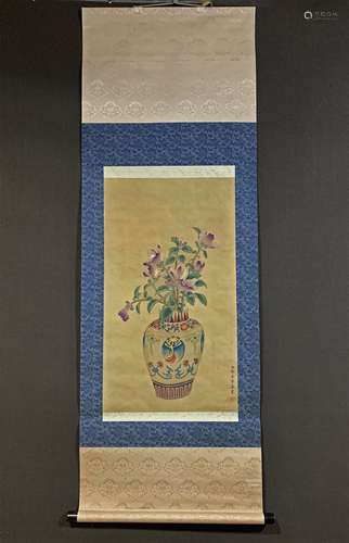 A CHINESE FLOWER PAINTING, LANG SHINING MARK