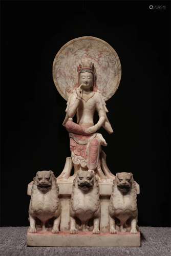 A NORTHERN WEI DYNASTY 
CARVED BODHISATTVA STATUE