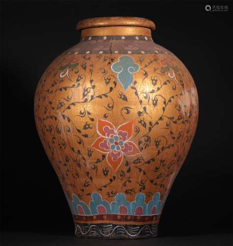 A TANG DYNASTY PAINTED CERAMIC POT