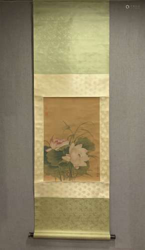 A CHINESE LOTUS PAINTING, YU YOU MARK
