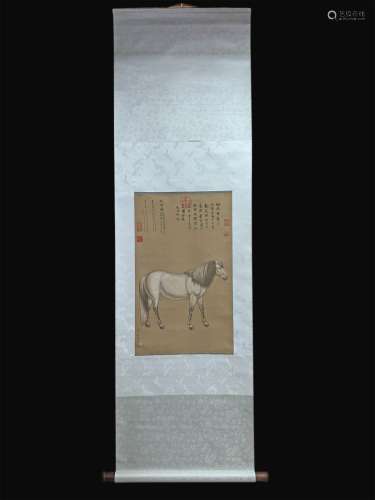 A CHINESE HORSE PAINTING, LANG SHINING MARK