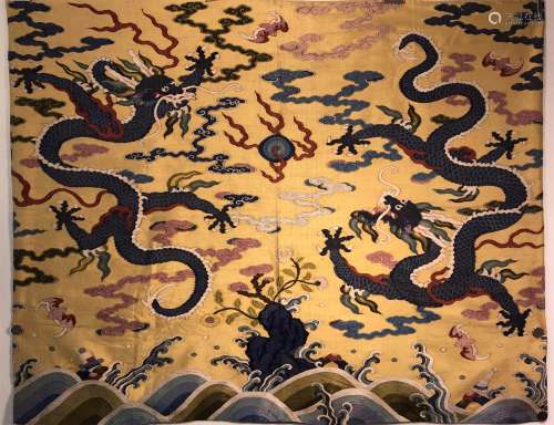 A QING DYNASTY HAND-MADE 
K'O-SSU EMBROIDERY, DUO-DRAGON