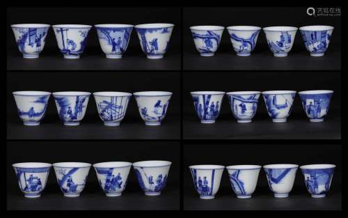 A SET OF QING DYNASTY FIGURE PATTERN PORCELAIN CUP