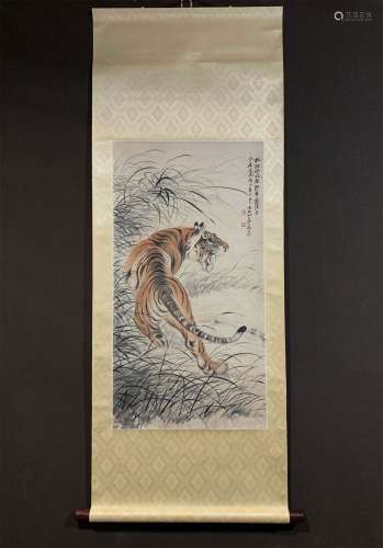 A CHINESE TIGER PAINTING, ZHANG SHANMAO MARK
