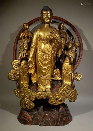 A QING DYNASTY GILTING BRONZE SAKYAMUNI STATUE