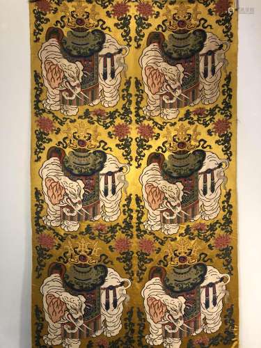 A QING DYNASTY HAND-MADE CLOUD BROCADE ELEPHANT PATTERN EMBROIDERY