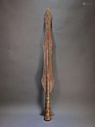 A WARRING STATES PERIOD BRONZE MIXED  GOLD SPEAR
