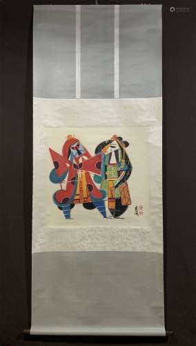 A CHINESE 
PEKING OPERA FIGURES PAINTING, LIN FENGMIAN MARK