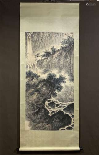 A CHINESE WATERFALL PAINTING, FU BAOSHI MARK