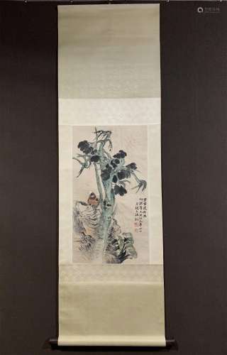 A CHINESE FLOWER AND BIRD PAINTING, ZHAO ZHIQIAN MARK