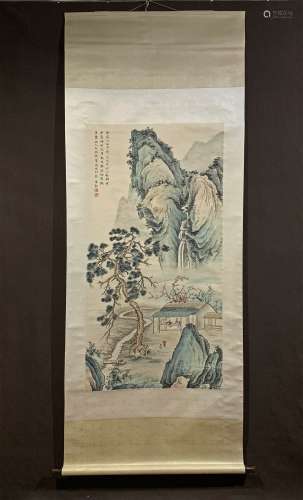 A CHINESE LANDSCAPE FIGURE PAINTING, CHEN SHAOMEI MARK