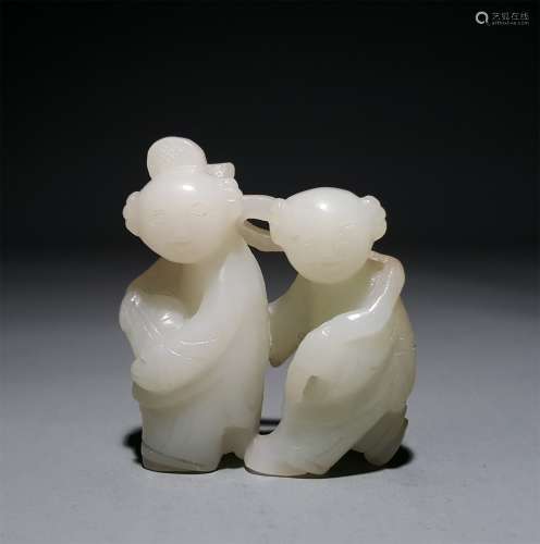 A CHINESE CARVED HETIAN JADE ORNAMENT, CHILDREN