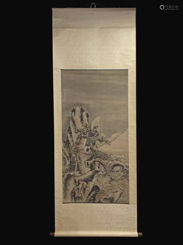 A CHINESE DUO-EAGLE PAINTING,MA YUAN MARK