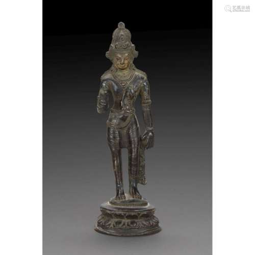 STATUTE OF PADMAPANI in bronze with a brown patina…