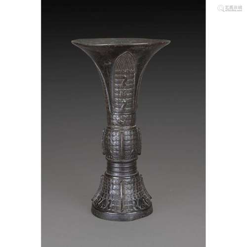 GU VASE in bronze with a brown patina, mounted on …