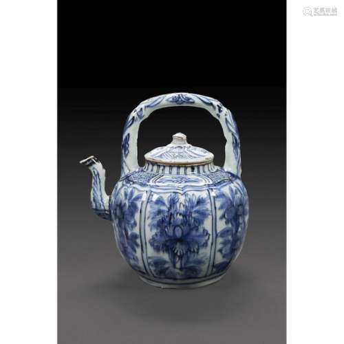 Porcelain and cobalt blue teapot under cover, the …