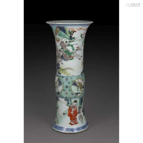 LARGE GU VASE in porcelain and polychrome enamels …