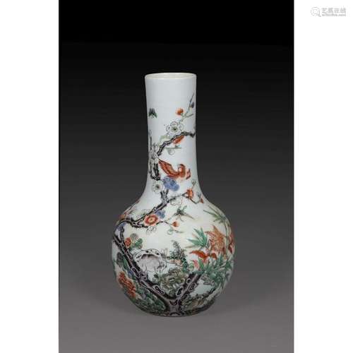 SMALL TIANQIUPING BOTTLE VASE in porcelain, polych…