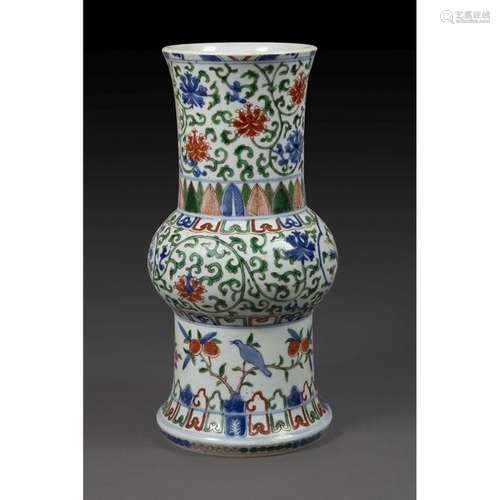 HUAGU VASE in porcelain and polychrome wucai ename…