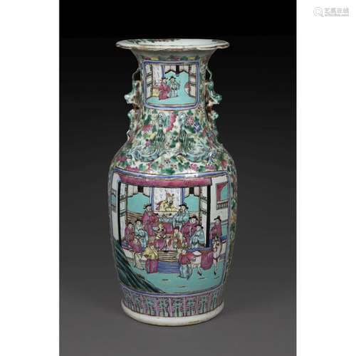 GUANYIN VASE in porcelain and polychrome enamels i…