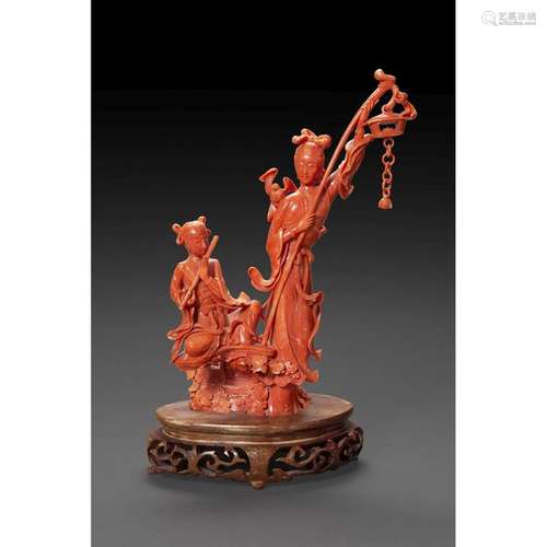 ~LARGE GROUP in red orange coral, depicting a youn…