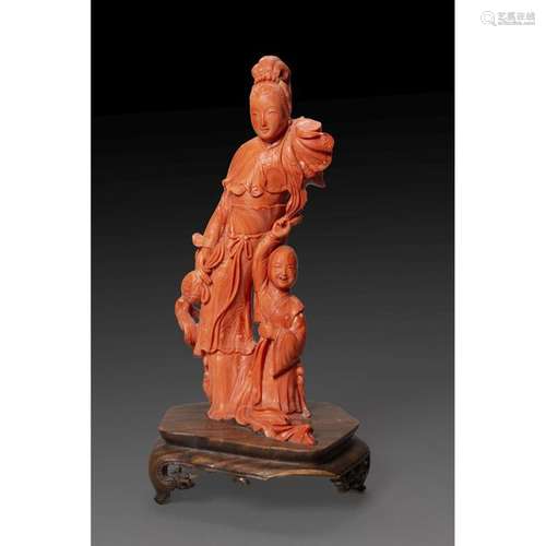 ~YOUNG WOMAN'S YOUNG STATUTE in red orange coral, …