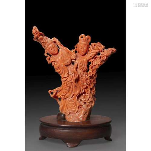 ~GROUP OF CHARACTERS in orange red coral, represen…