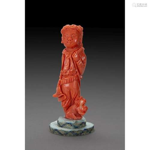 ~STATUTE OF A EUROPEAN CHILD in red orange coral, …