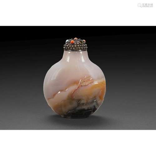 BOTTLE BOTTLE in beige agate veined with brown and…