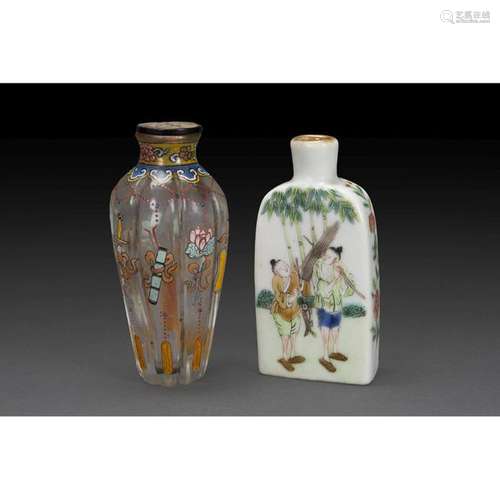 BOTTLE OF TWO TABATORY BOTTLES, one in rock crysta…