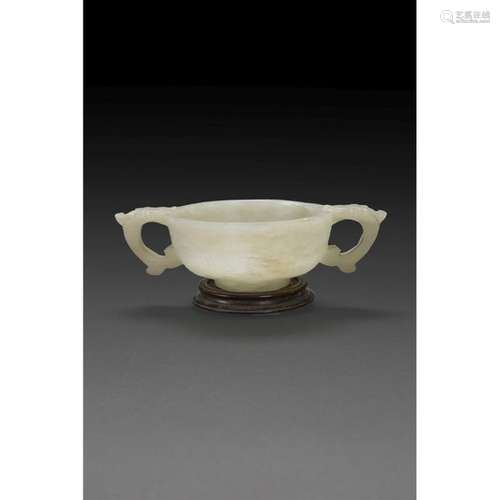 ANGLE CUP made of celadon nephrite jade, mounted o…