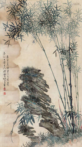 吴寿埏 竹石图