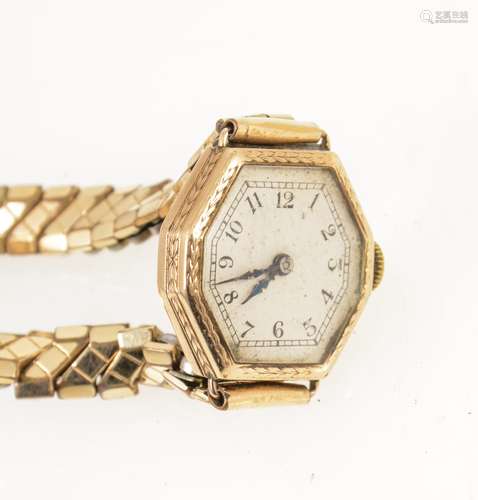 Rolex - a lady's 9 carat yellow gold wrist watch.