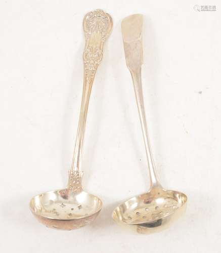 Two Scottish silver sugar sifting spoons.