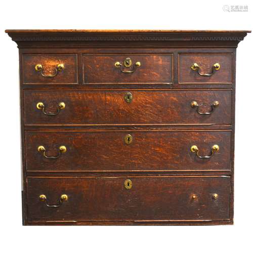 Georgian oak upper-section of a chest-on-chest