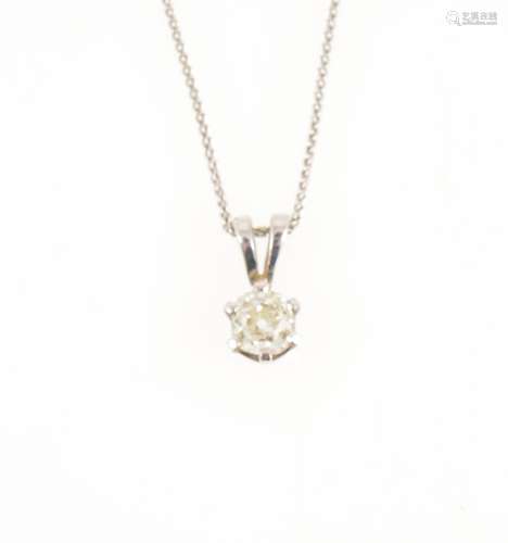 A diamond solitaire pendant and chain.