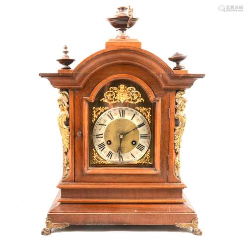 German walnut mantel clock,