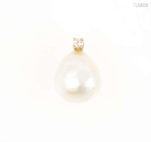 A Mabe pearl and diamond pendant.