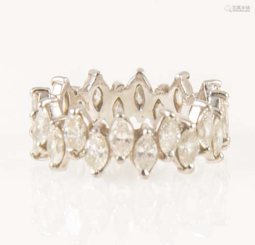 A marquise cut diamond full eternity ring.